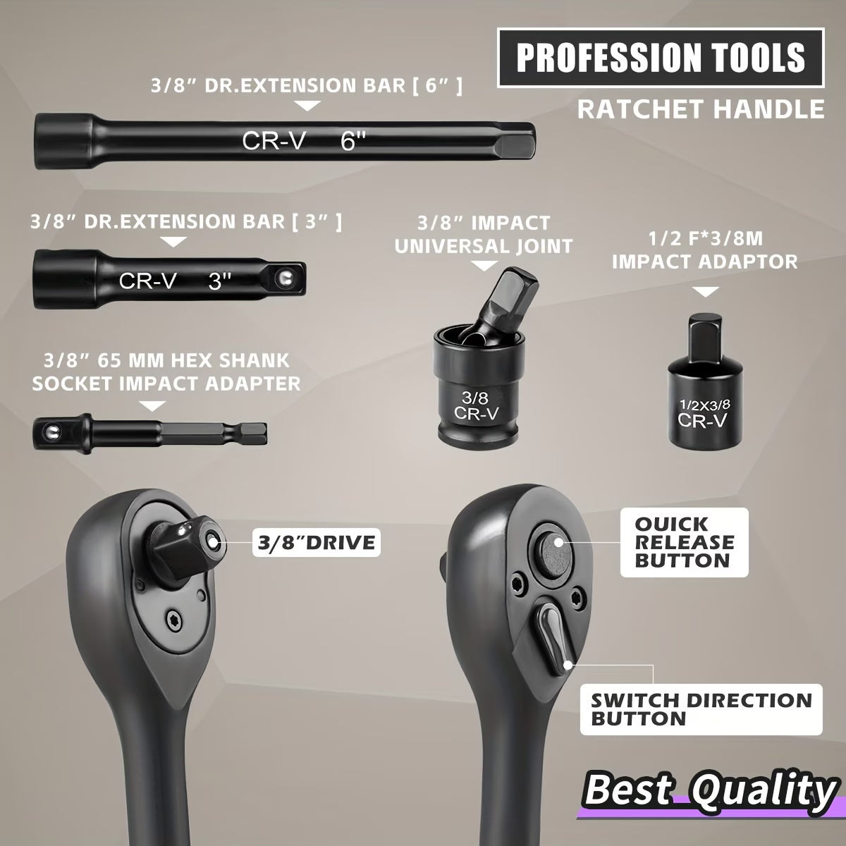 Heavy Duty 3/8" Drive Socket Set