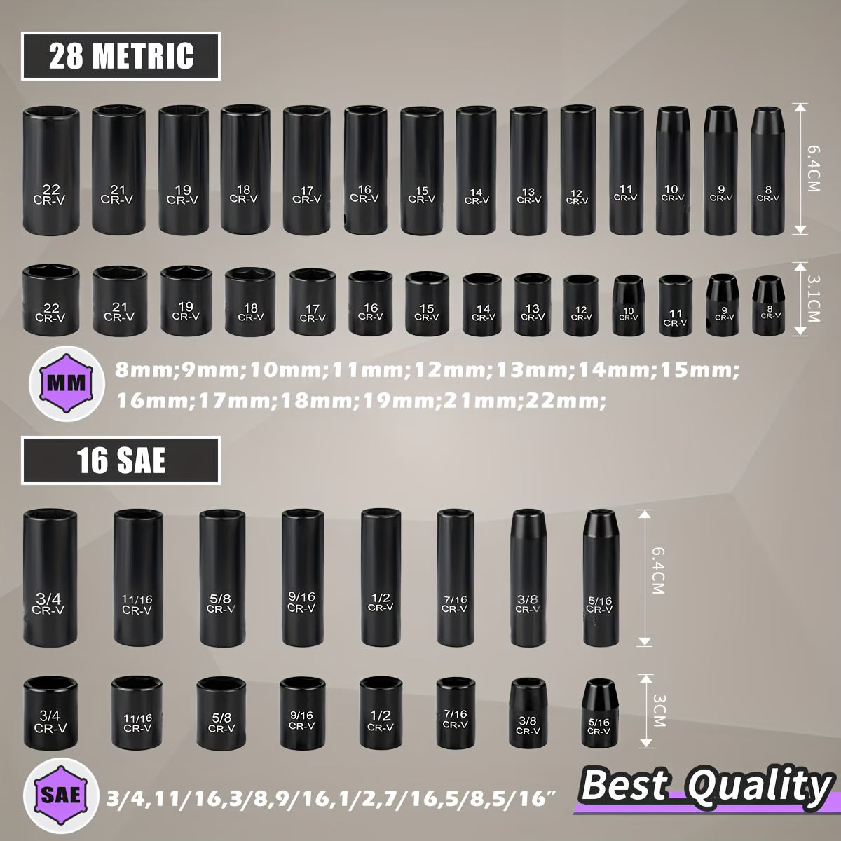 Heavy Duty 3/8" Drive Socket Set