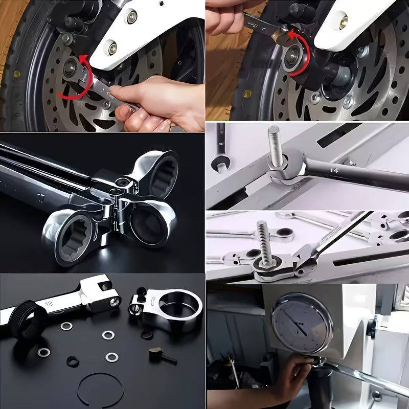 16 Pcs Double-ended Flexible Ratchet Wrench Set