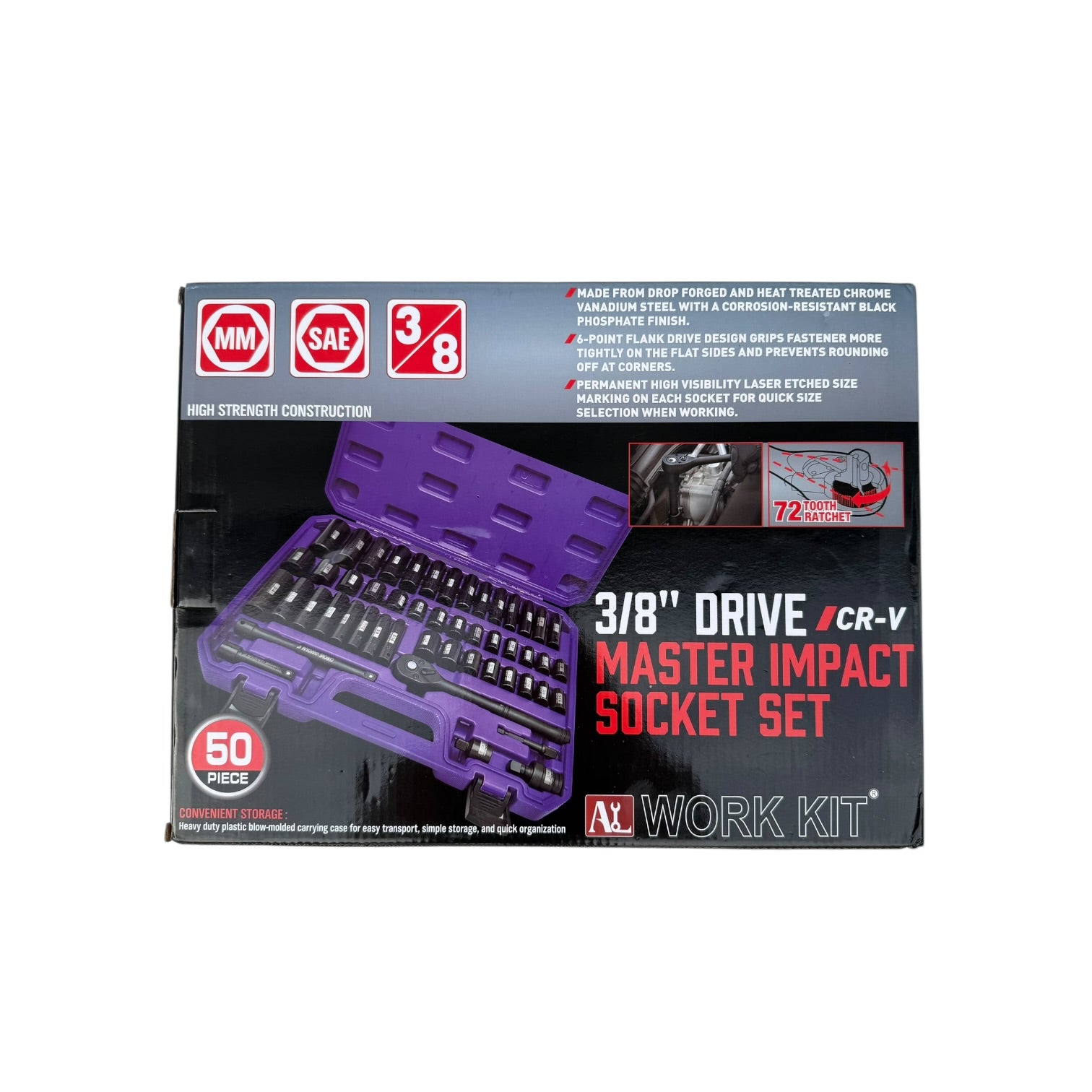PURPLE Heavy Duty 3/8" Drive Socket Set