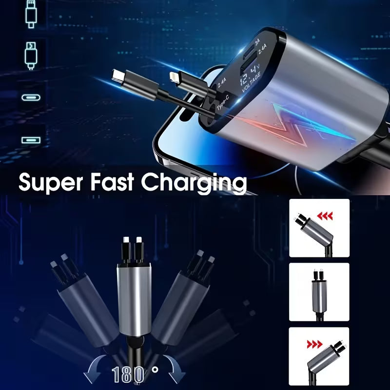 4-in-1 Fast Charging 12V Car Adapter