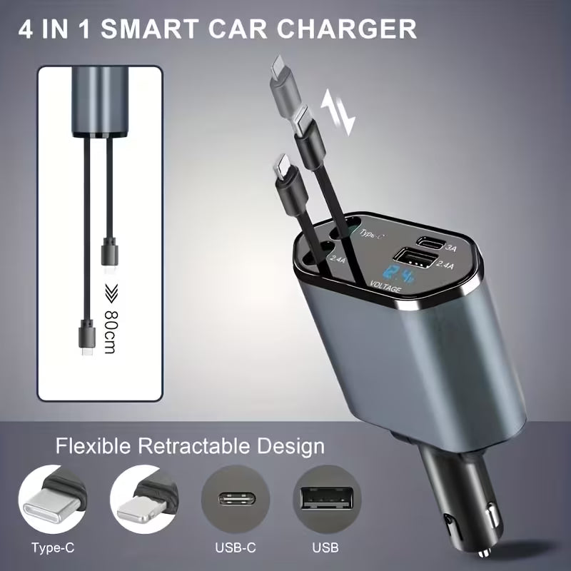 4-in-1 Fast Charging 12V Car Adapter