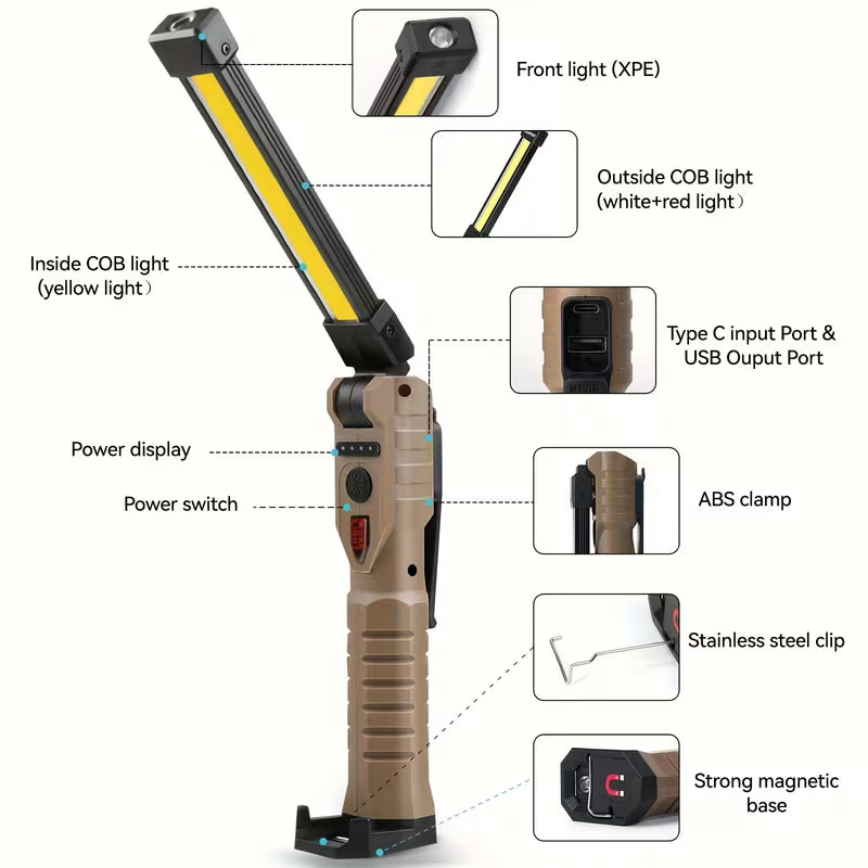 Rechargeable COB LED Work Light with Magnetic Base
